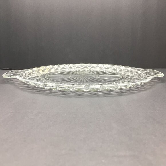 Vintage Anchor Hocking Waterford Waffle Glass Serving Platter Plate 10" Handles - Picture 5 of 8